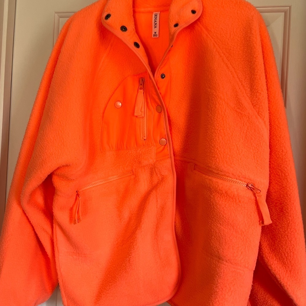 Button down fleece - Zenana neon orange - Picture 4 of 8